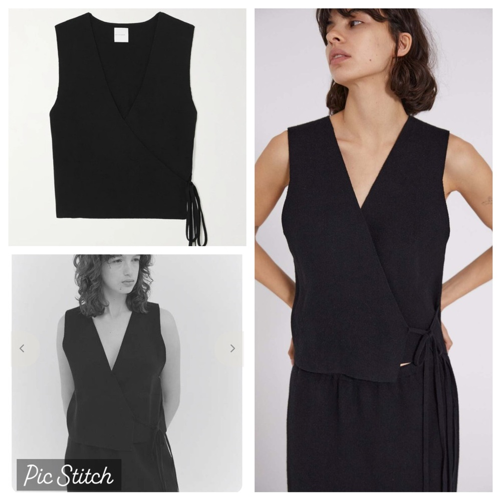 [SOLD] NWT Deiji Studios The Tie Wrap Black Knit Top